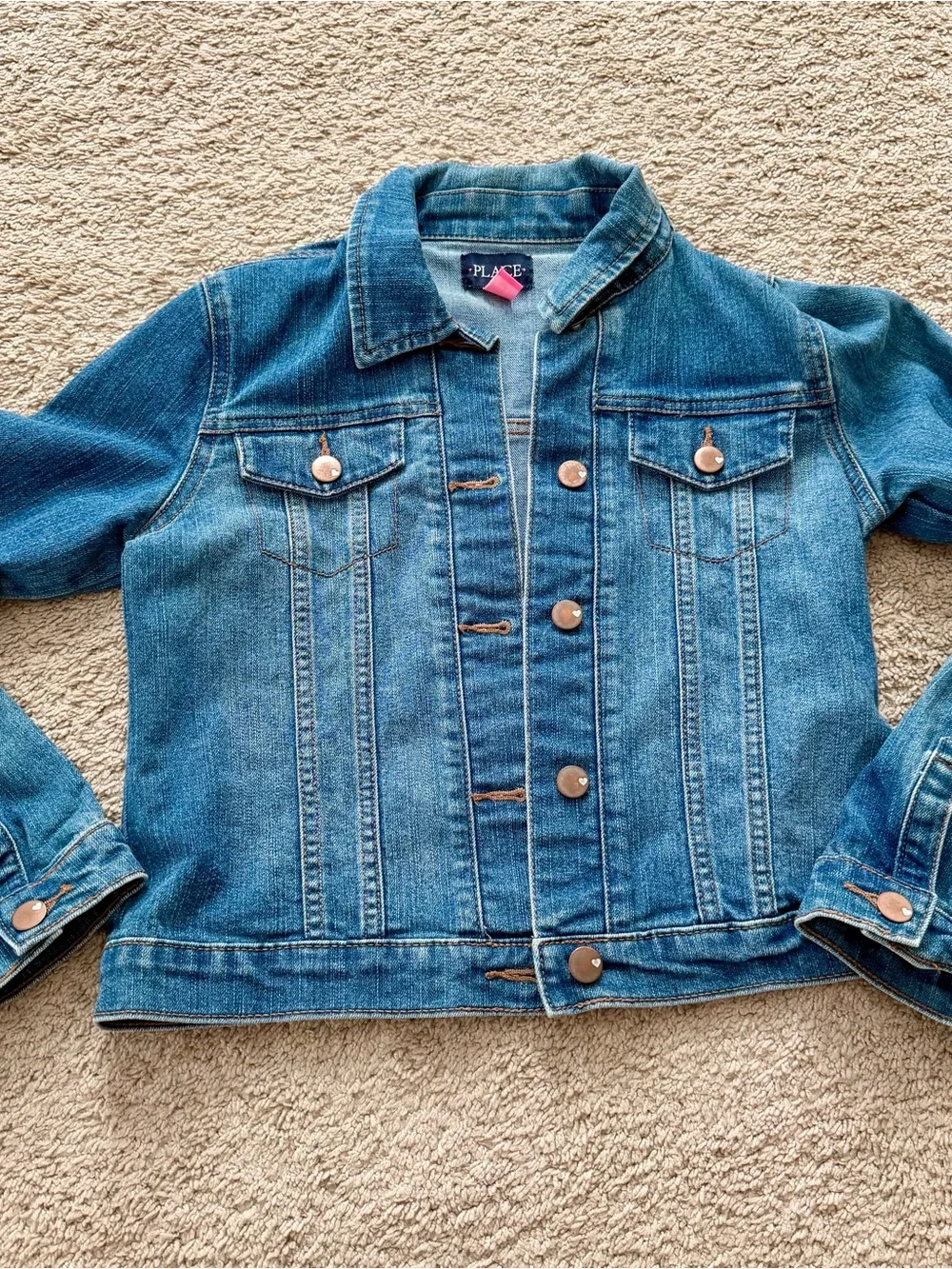 Childrens Place Girls Jacket Size L 10/12 Long Sleeve Button Front Denim Coat